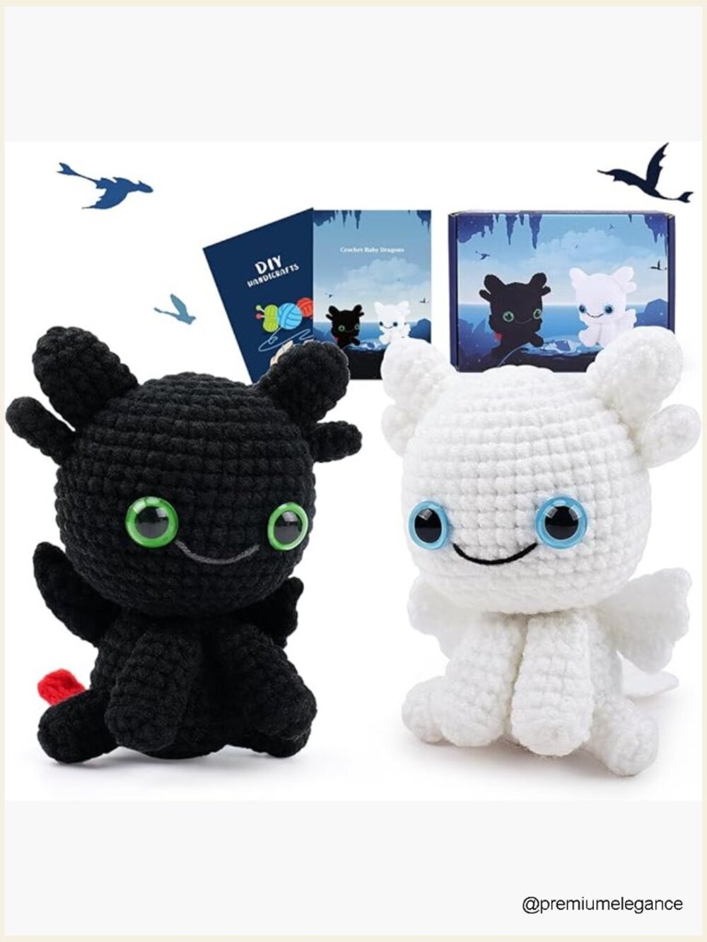Crochet Dragon Kit for Beginners with Video Tutorials, Stuffed Animal Making Kit